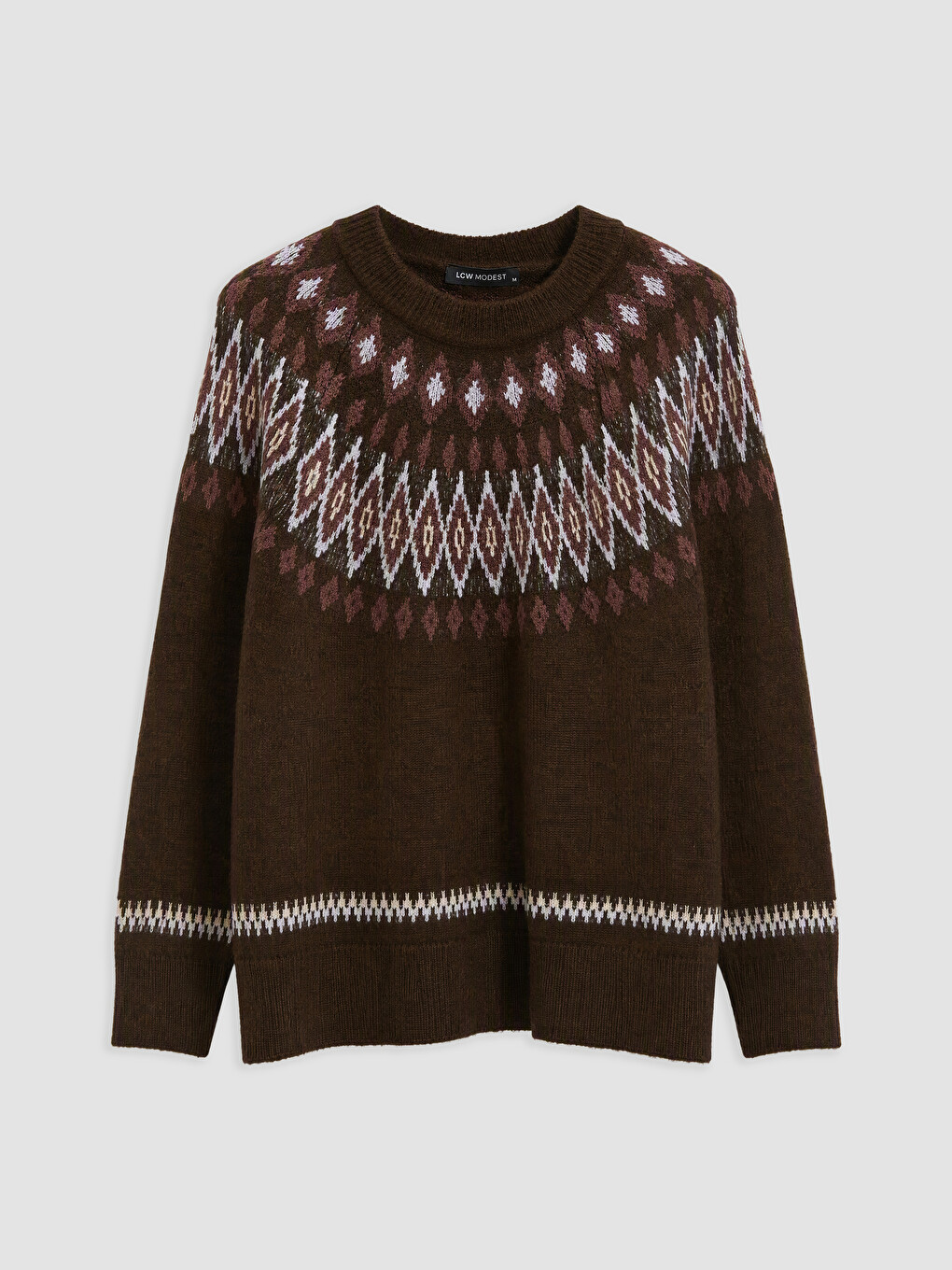 Crew Neck Patterned Women's Knitwear Sweater