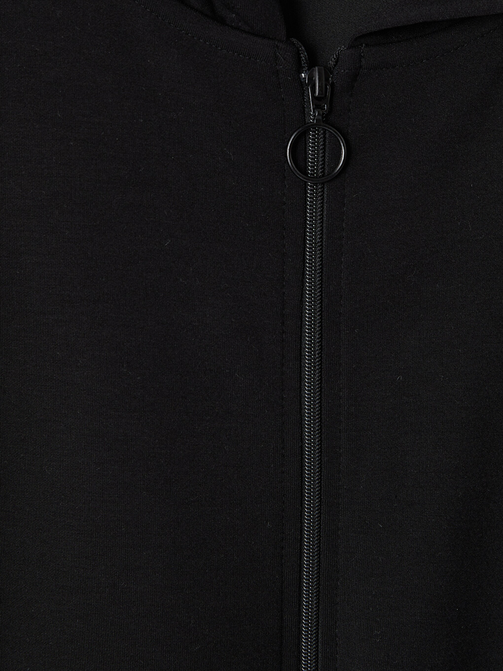 Siyah Soft Touch Oversize Kadın Fermuarlı Sweatshirt-1