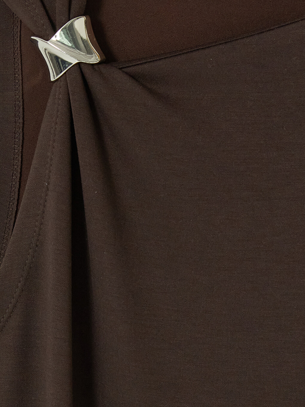 Asymmetrical Collar Ruched Soft Touch Dress-5