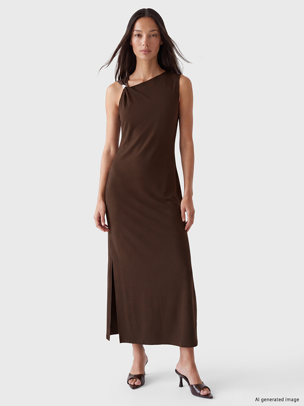 Asymmetrical Collar Ruched Soft Touch Dress