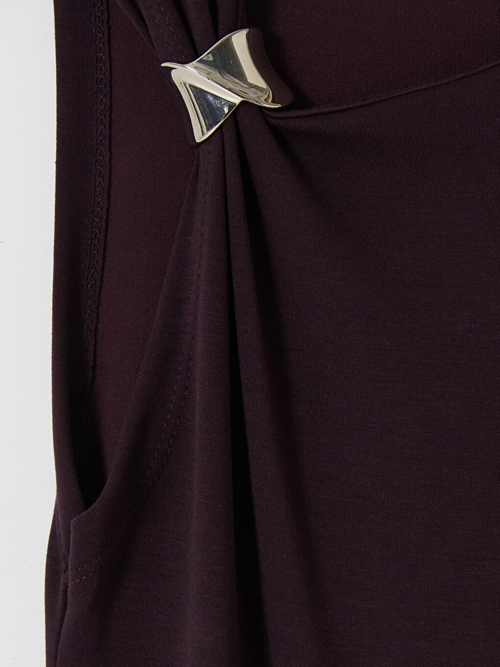 Asymmetrical Collar Ruched Soft Touch Dress-5
