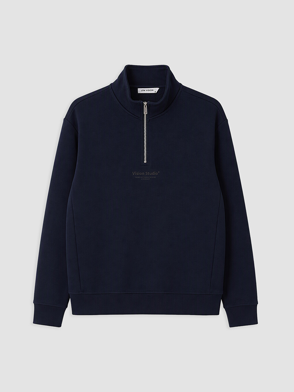 Lacivert Dik Yaka Baskılı Erkek Sweatshirt
