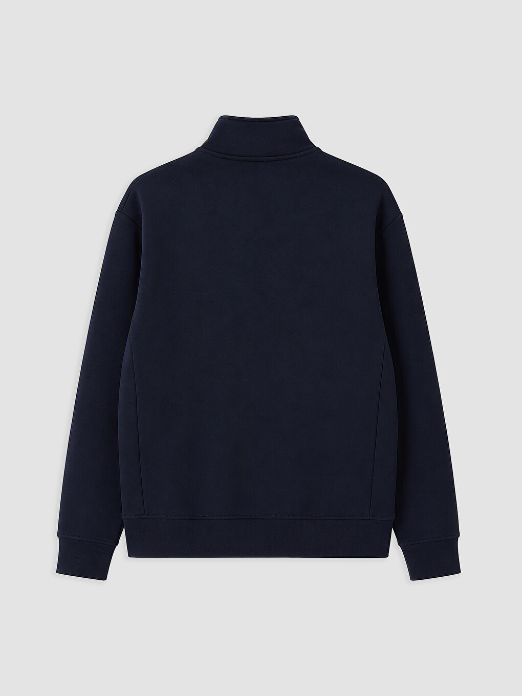 Lacivert Dik Yaka Baskılı Erkek Sweatshirt-1