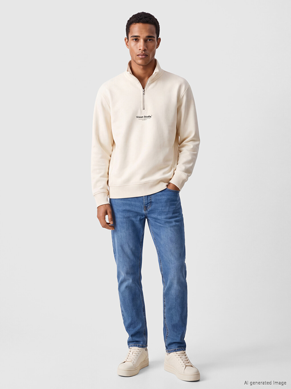 Bluza Sportive Me Jakë Të Ngritur E Stampuar Për Burra Sweatshirt-1