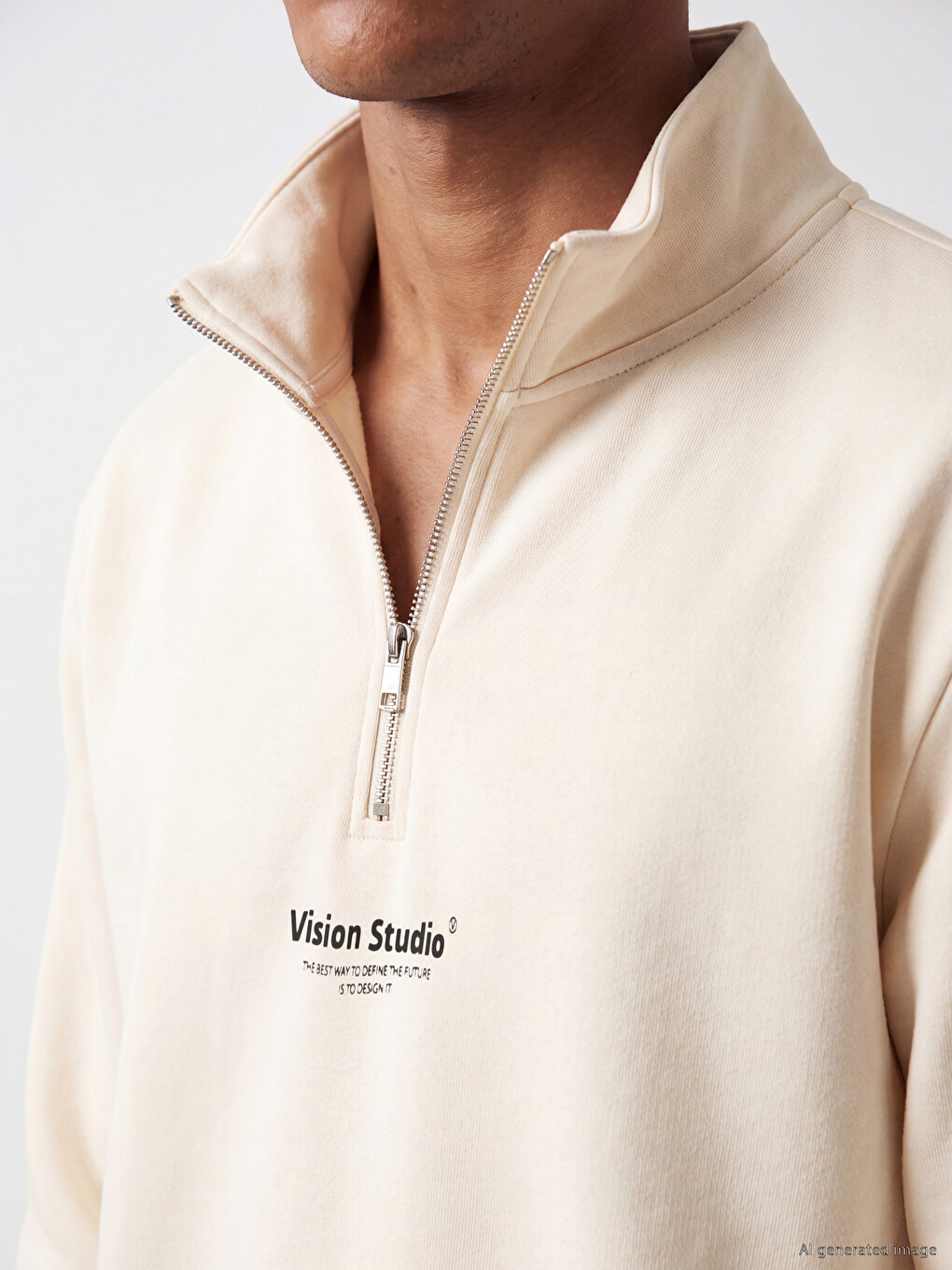 Bluza Sportive Me Jakë Të Ngritur E Stampuar Për Burra Sweatshirt-2