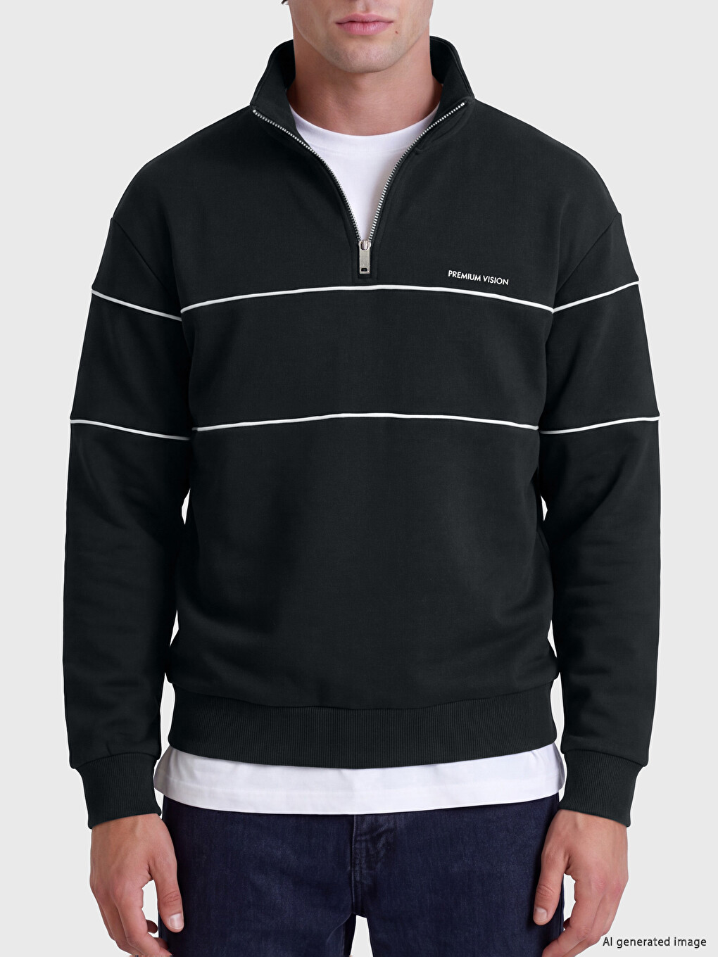 Mock Neck Men's Thick Sweatshirt-2
