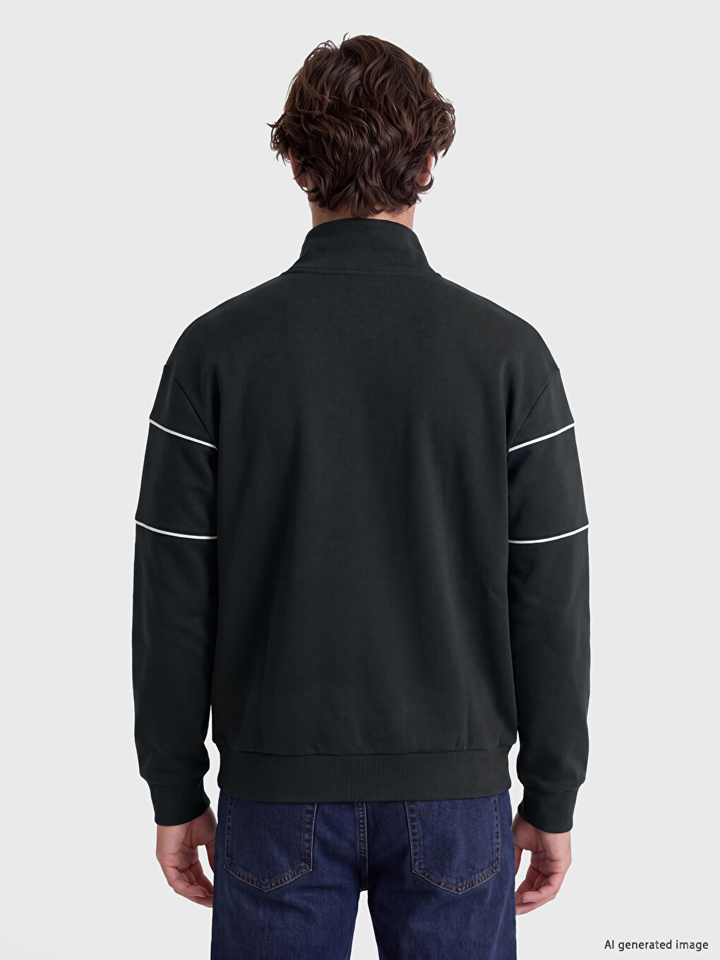 Mock Neck Men's Thick Sweatshirt-3