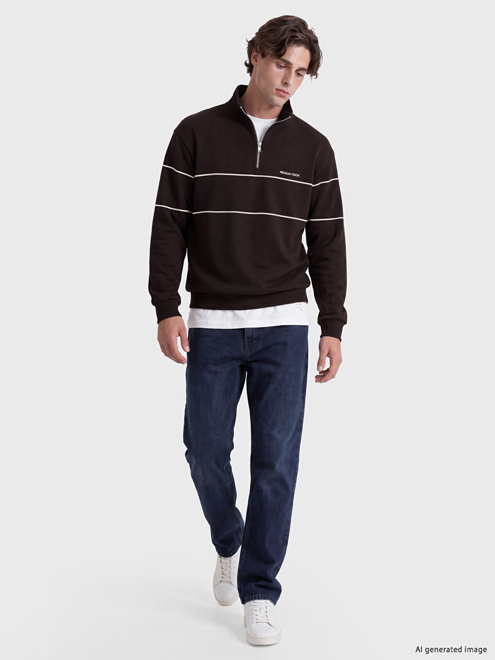 Mock Neck Striped Men's Sweatshirt-1