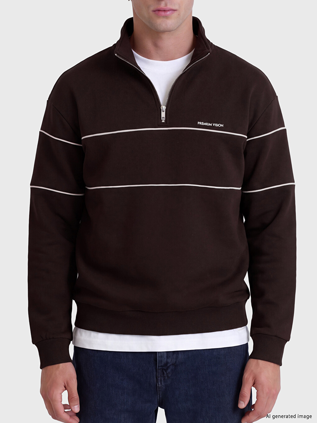 Mock Neck Striped Men's Sweatshirt-2