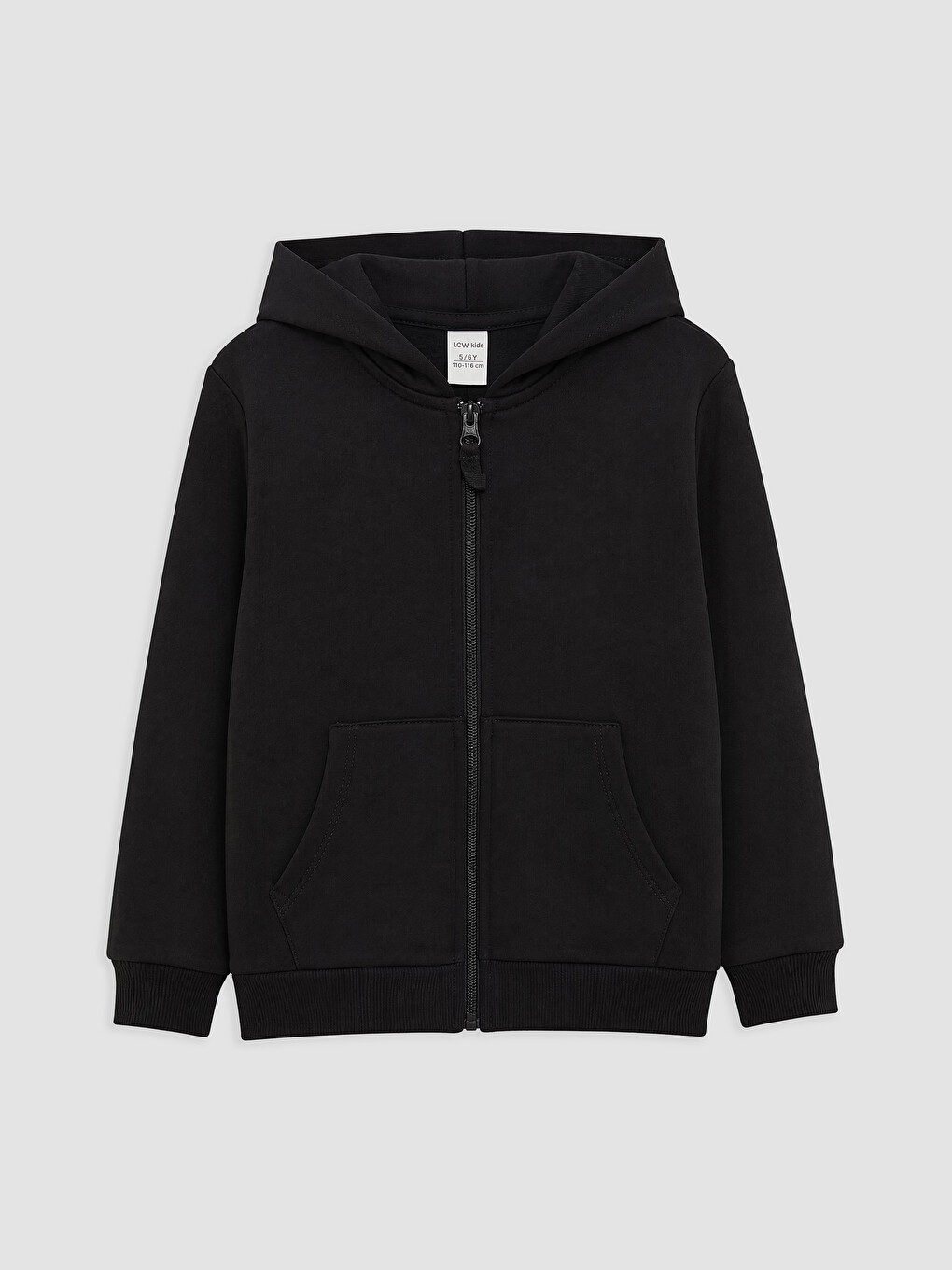 Siyah Kapüşonlu Kalın Erkek Çocuk Fermuarlı Sweatshirt