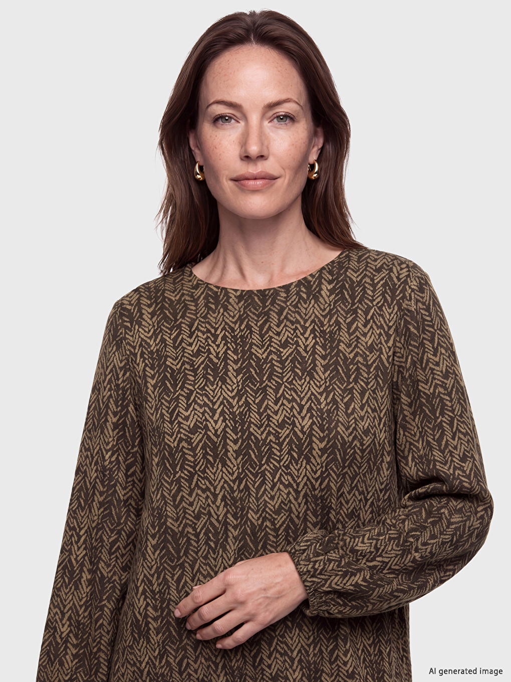 Crew Neck Patterned A Form Dress-1