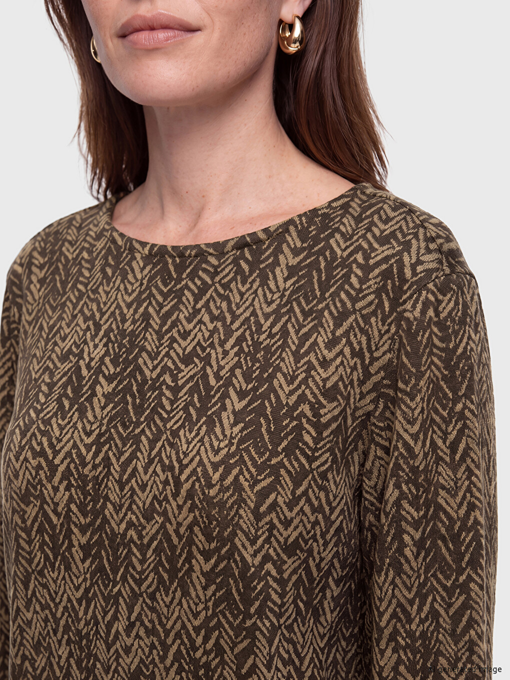 Crew Neck Patterned A Form Dress-2