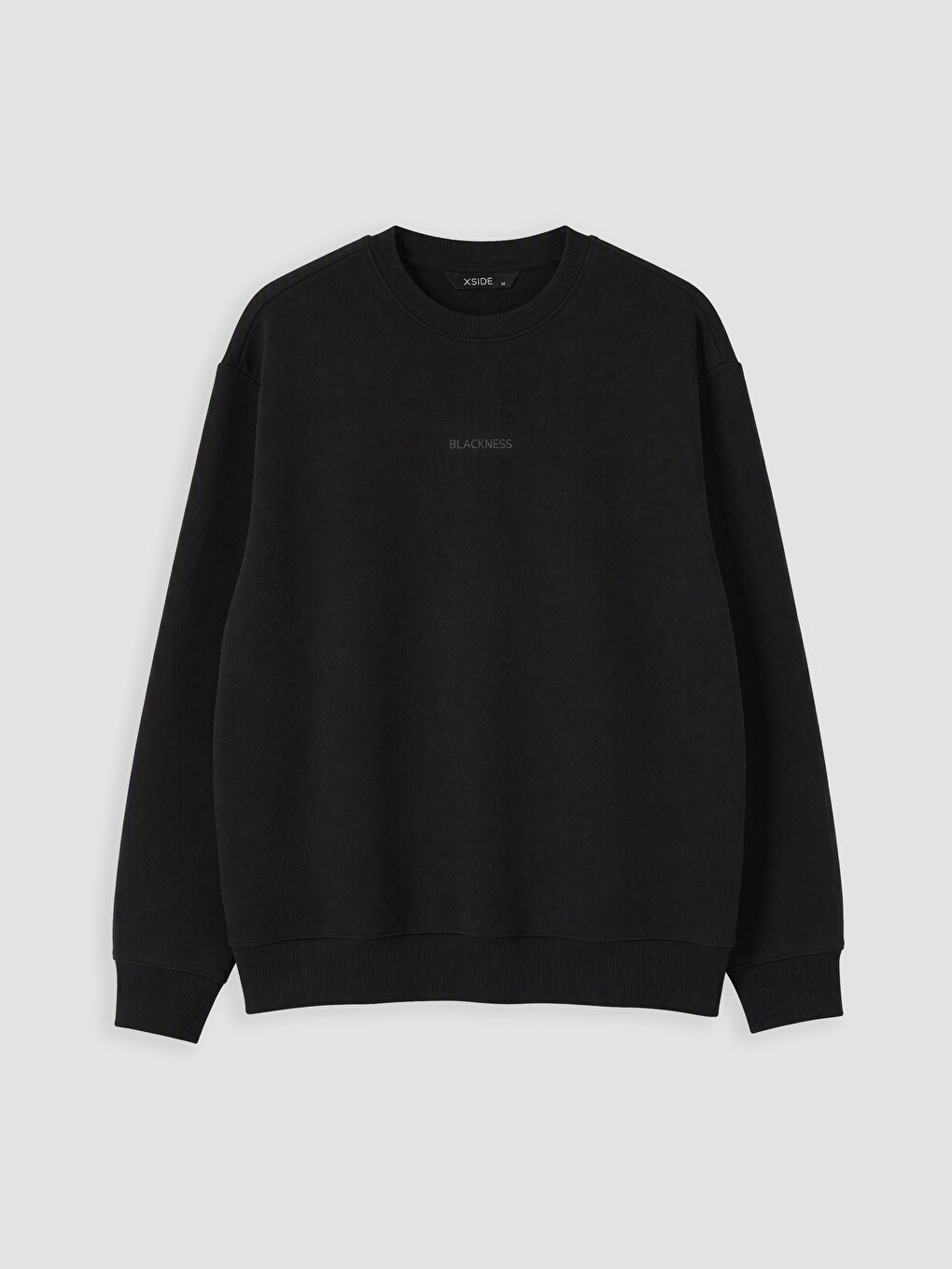 Siyah Bisiklet Yaka Baskılı Erkek Sweatshirt