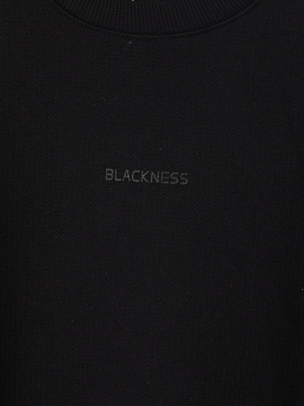 Siyah Bisiklet Yaka Baskılı Erkek Sweatshirt-1