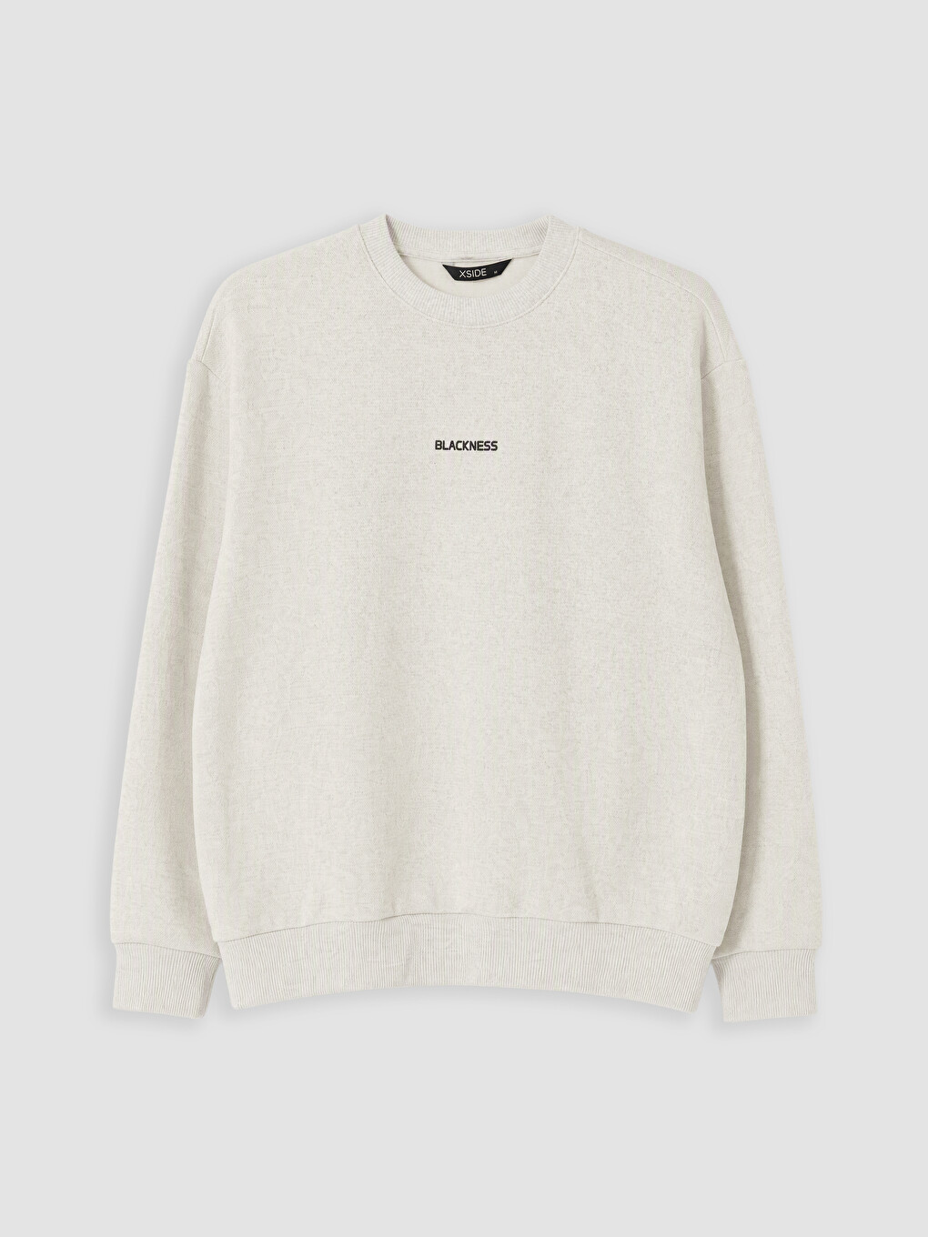 Gri Bisiklet Yaka Baskılı Erkek Sweatshirt