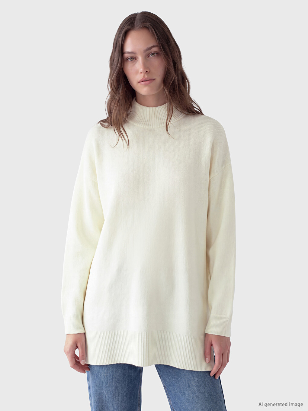 Mock Neck Women's Knitwear Tunic