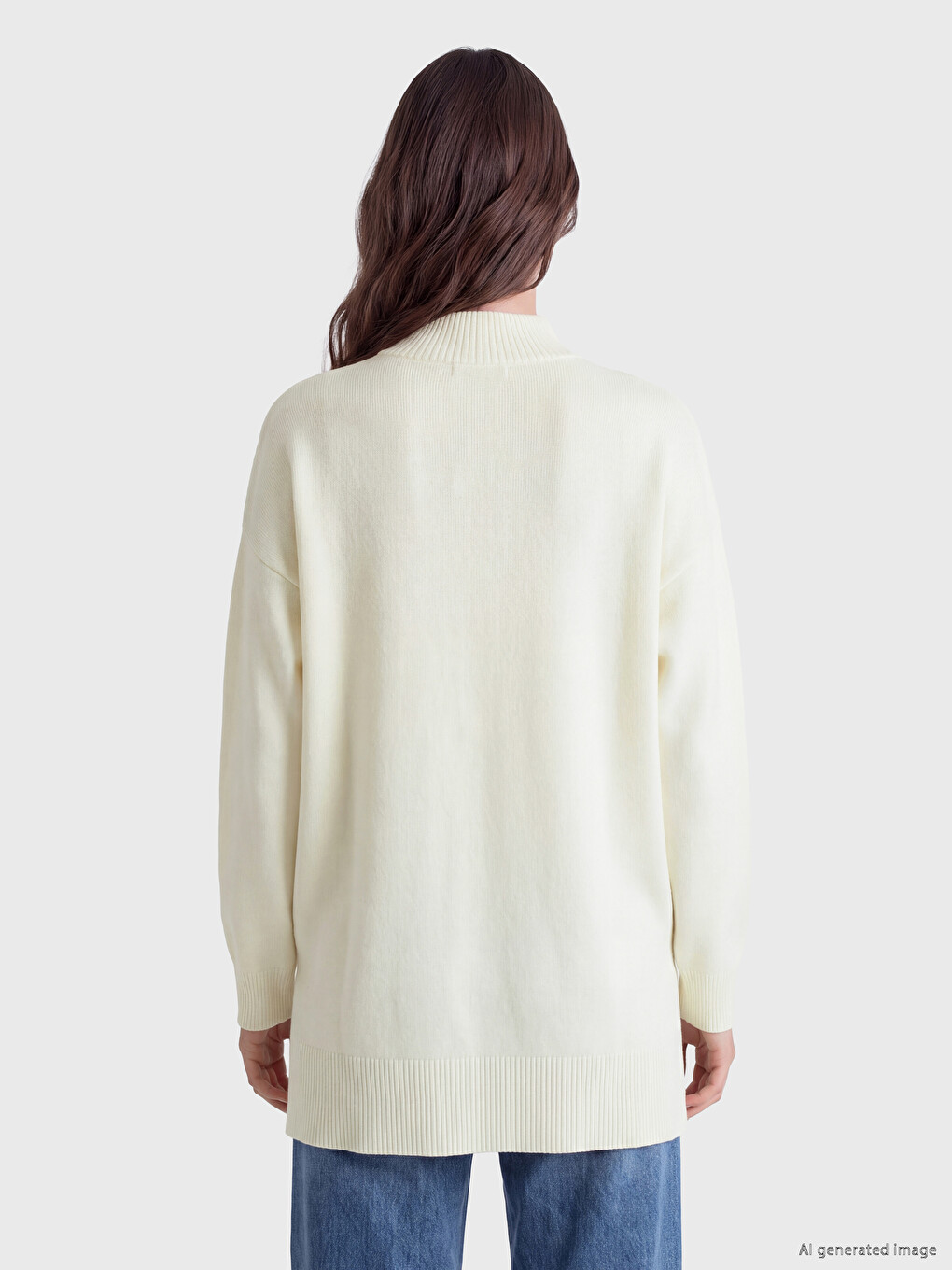 Mock Neck Women's Knitwear Tunic-3