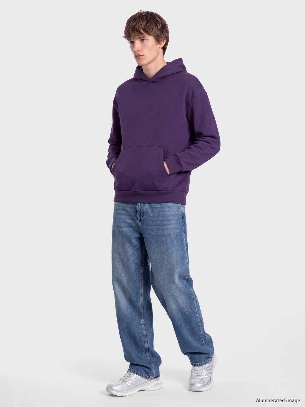Mor Kanguru Cepli Erkek Hoodie