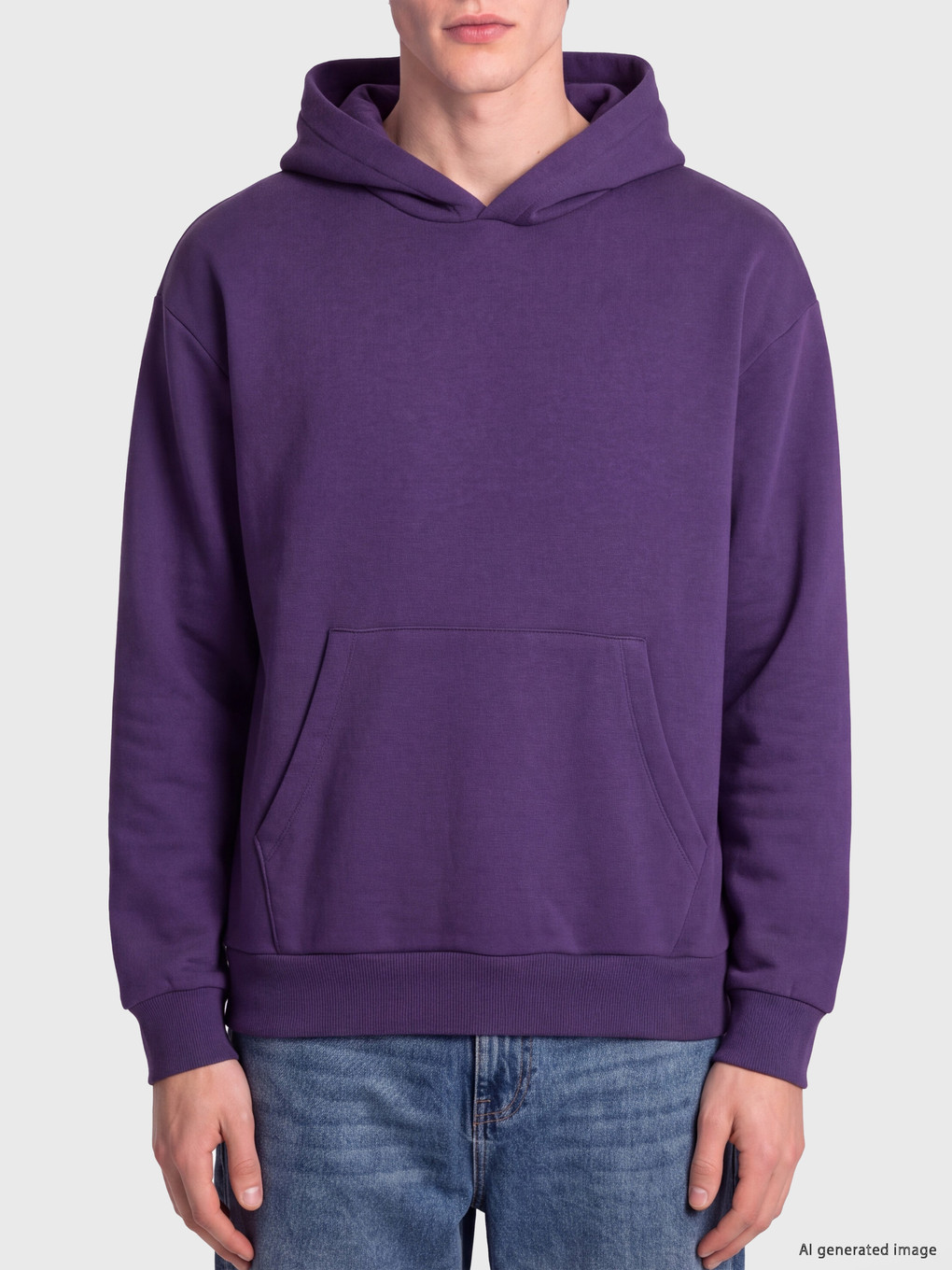 Mor Kanguru Cepli Erkek Hoodie-1
