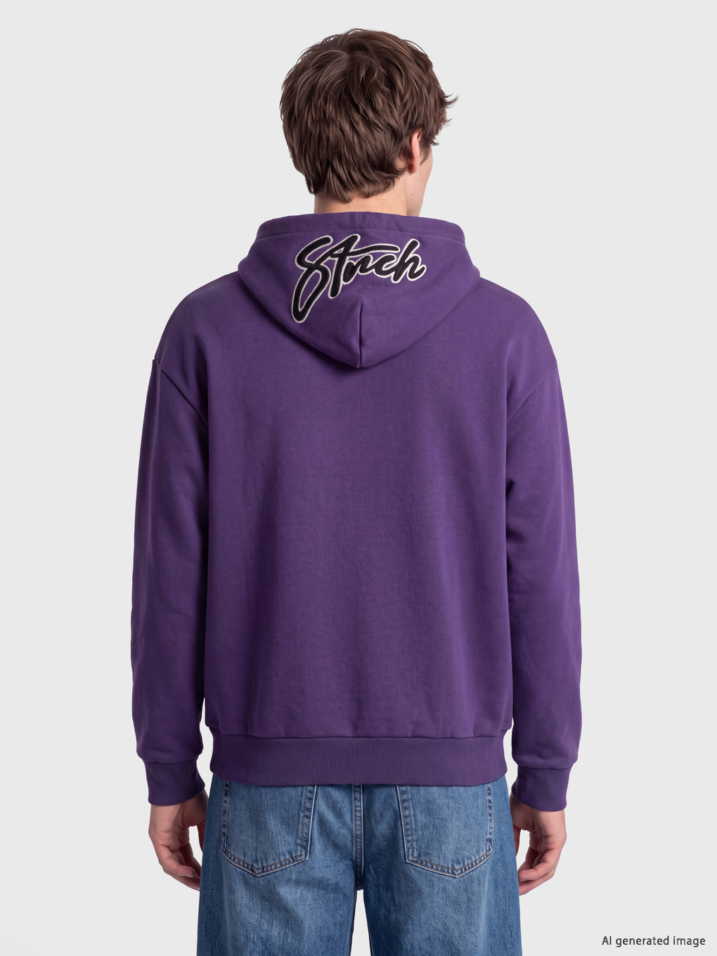 Mor Kanguru Cepli Erkek Hoodie-2