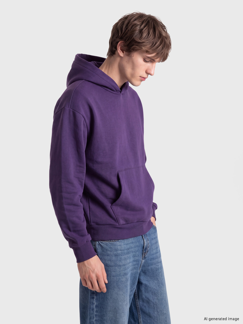 Mor Kanguru Cepli Erkek Hoodie-3