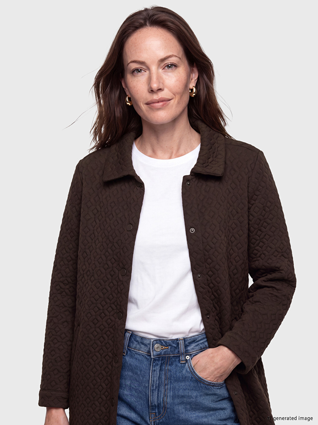 Shirt Collar Quilted Women's Coat-1