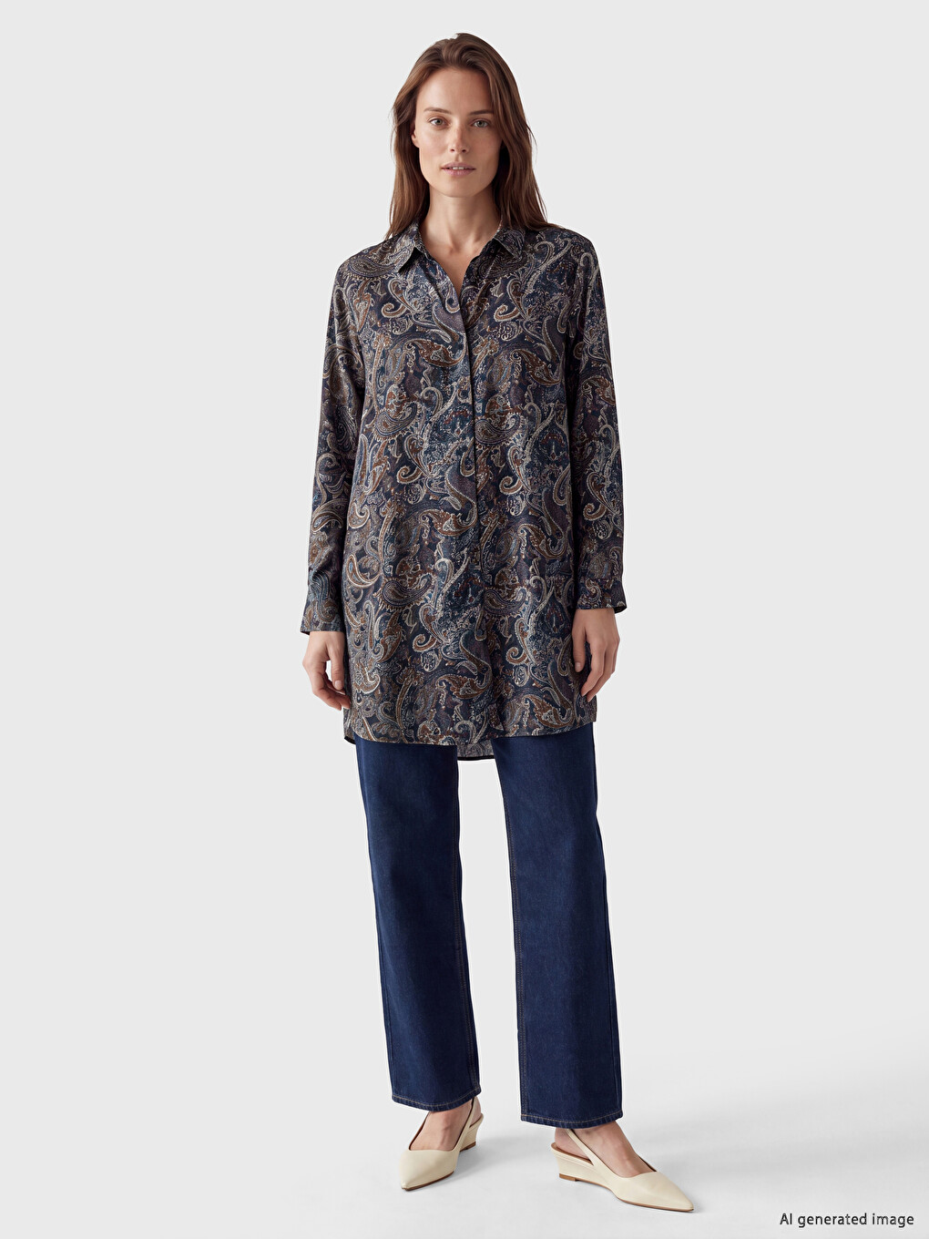 Patterned Women's Shirt Tunic-1