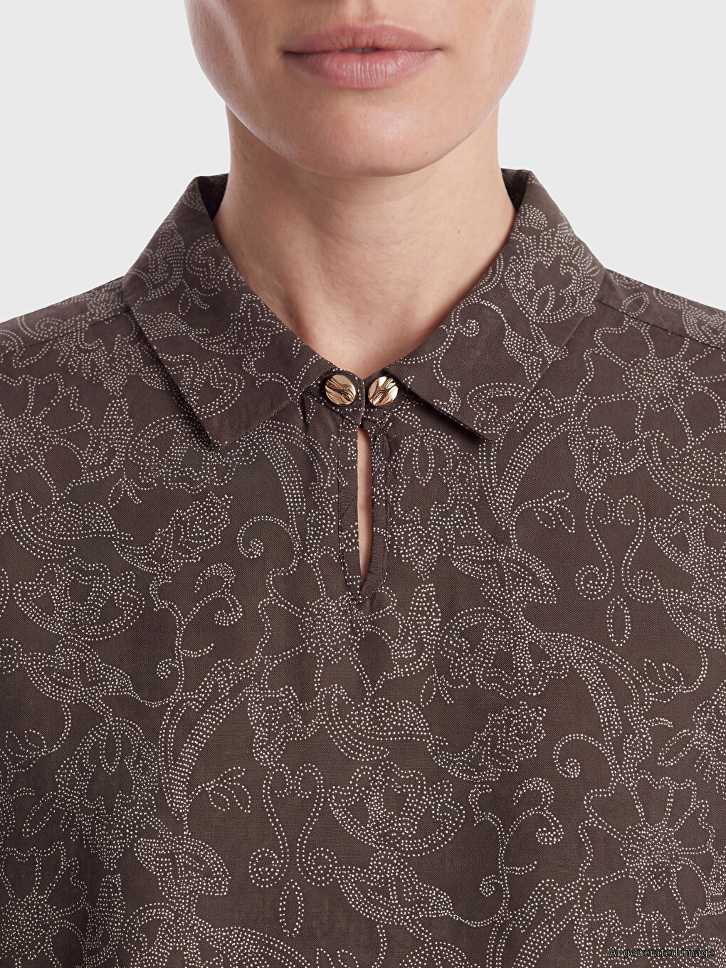 Collared Neck Patterned Blouse-2