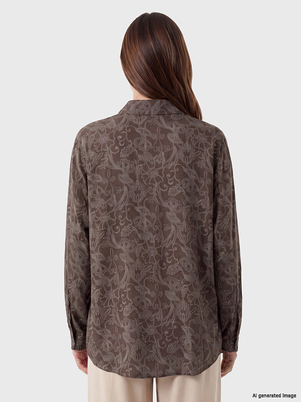 Collared Neck Patterned Blouse-3