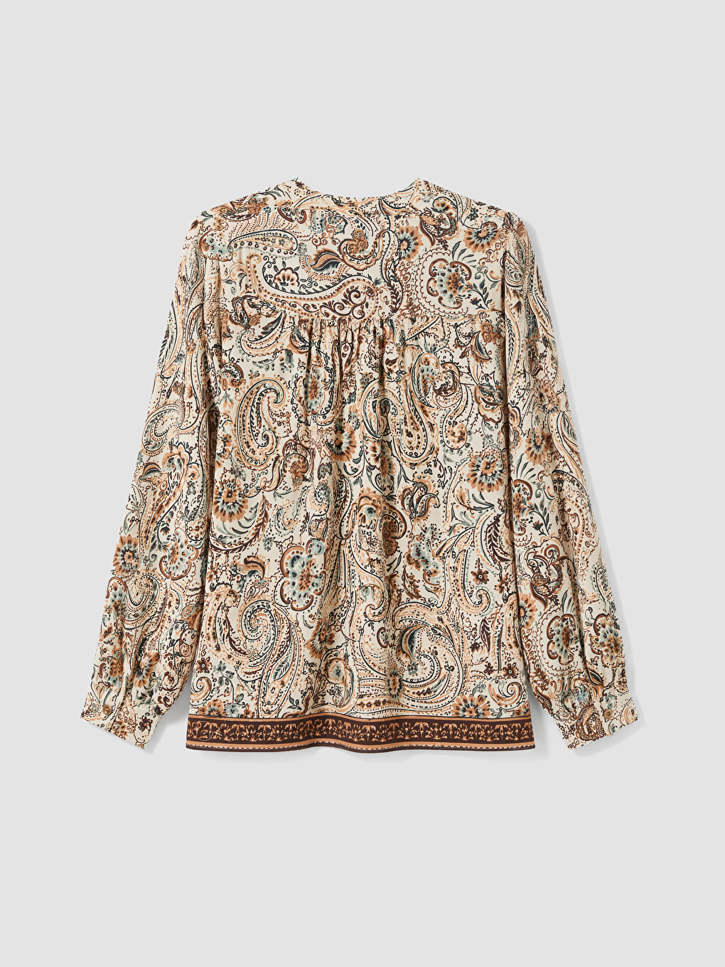 Bluza Sa Kragnom Na Vezanje Sa Uzorkom-2