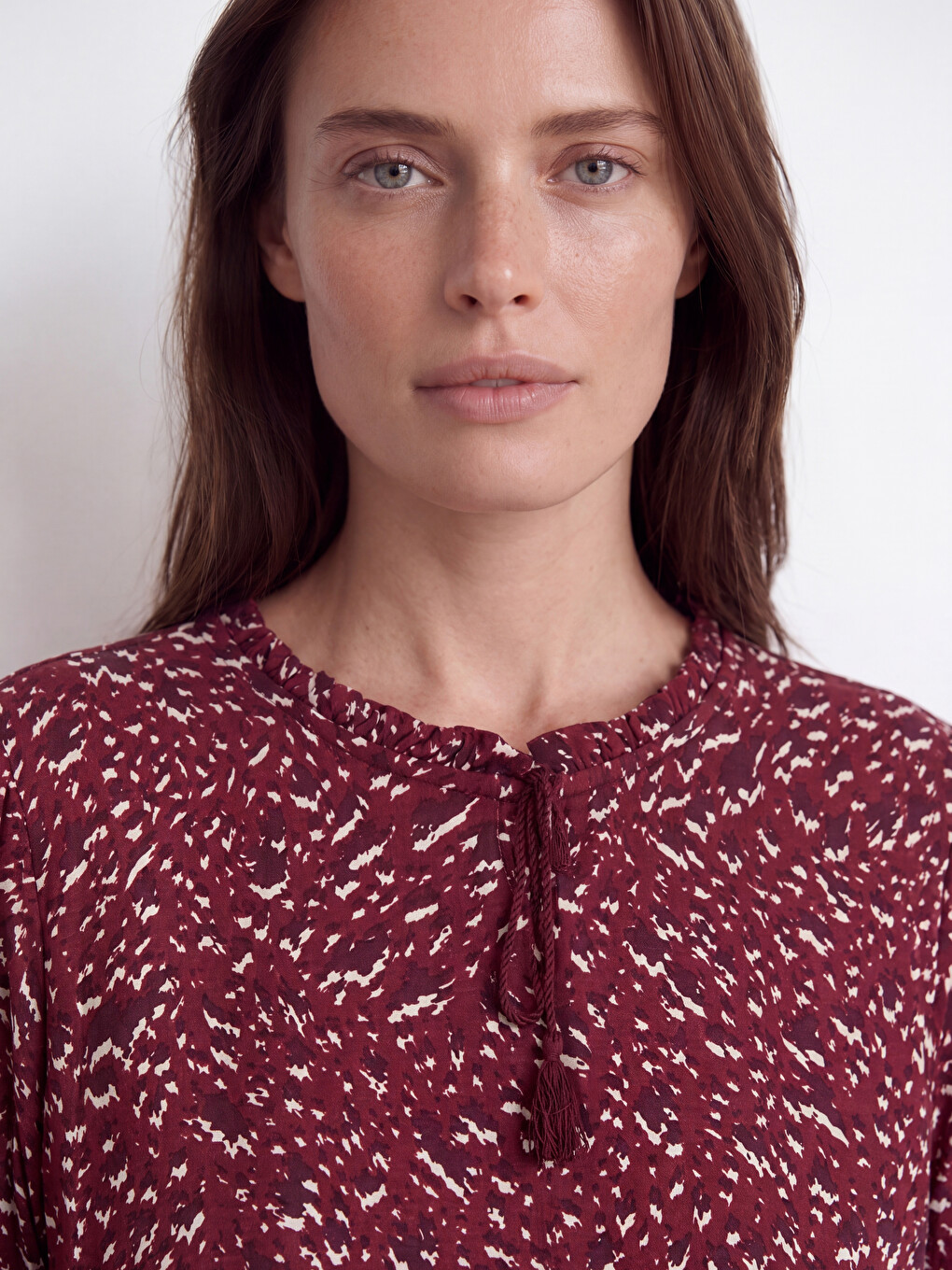 Crew Neck Patterned Blouse-2