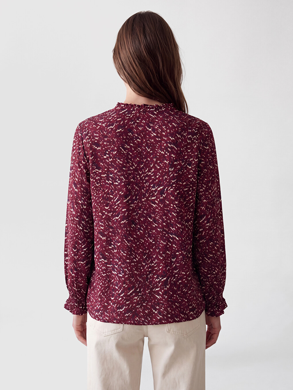 Crew Neck Patterned Blouse-3