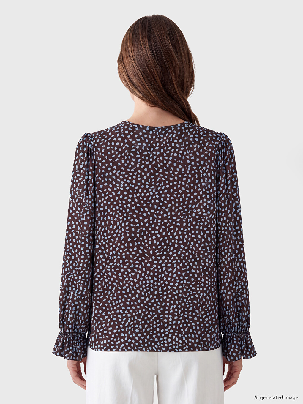 Tie Neck Patterned Blouse-3
