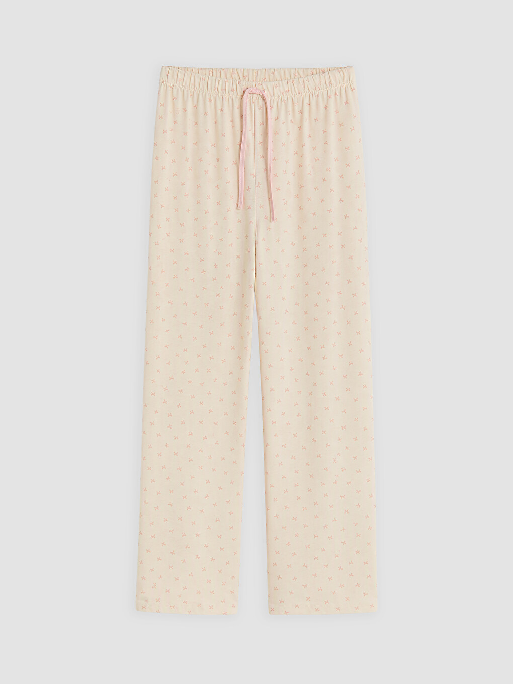 Bej V Yaka Desenli Hamile Pijama Takım-2