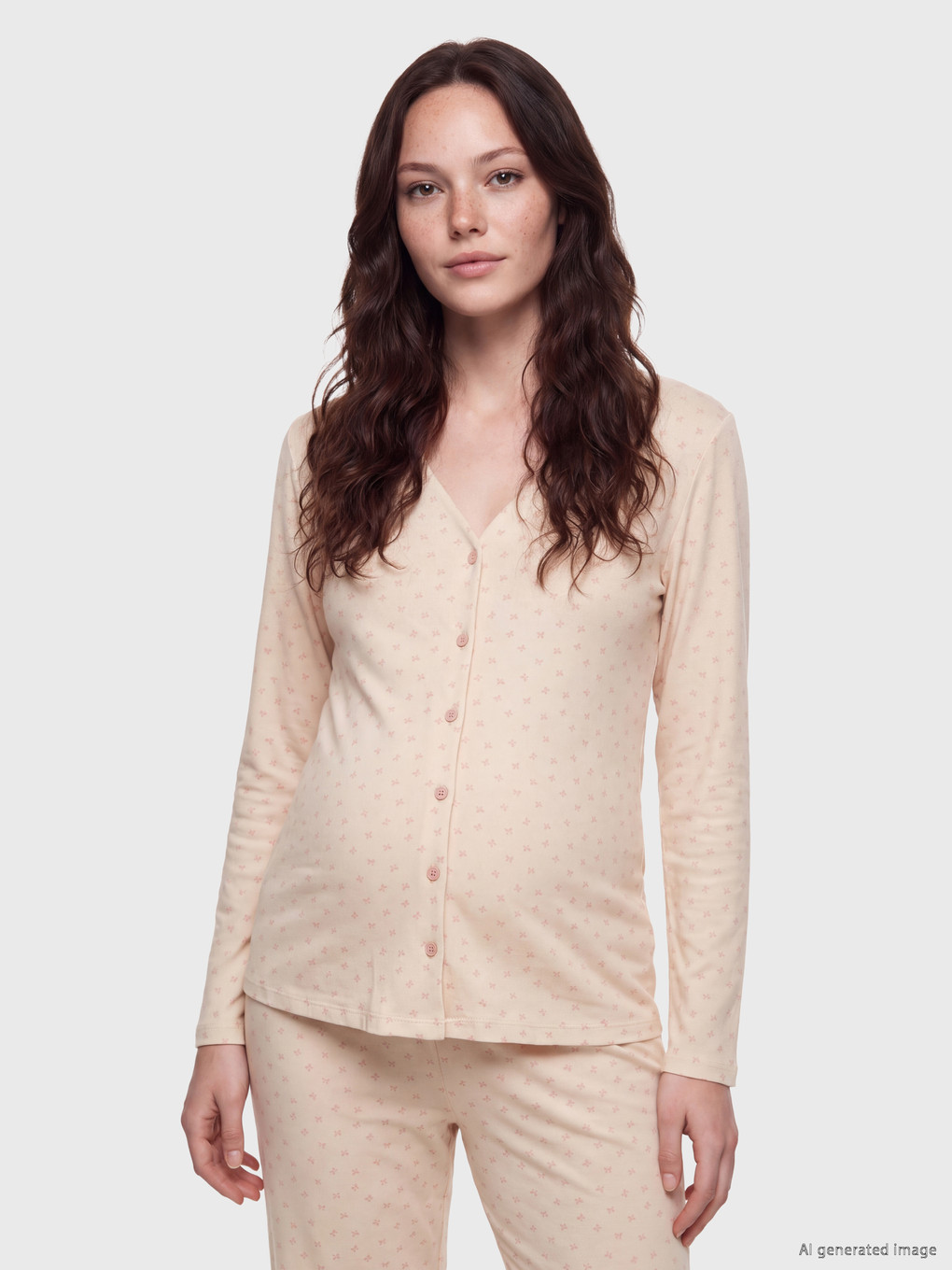 V Neck Patterned Maternity Pyjamas Set-1