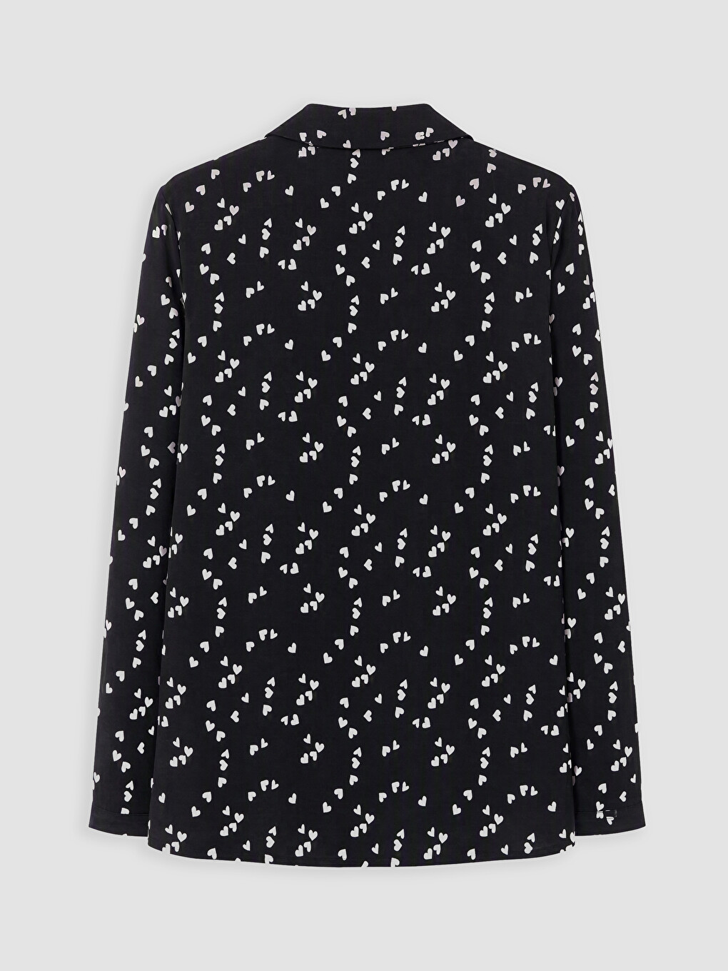 Siyah Gömlek Yaka Kalp Baskılı Hamile Pijama Takımı-7
