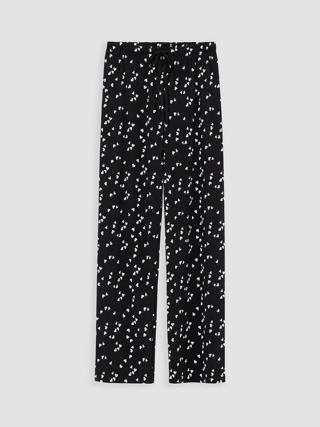Siyah Gömlek Yaka Kalp Baskılı Hamile Pijama Takımı-8