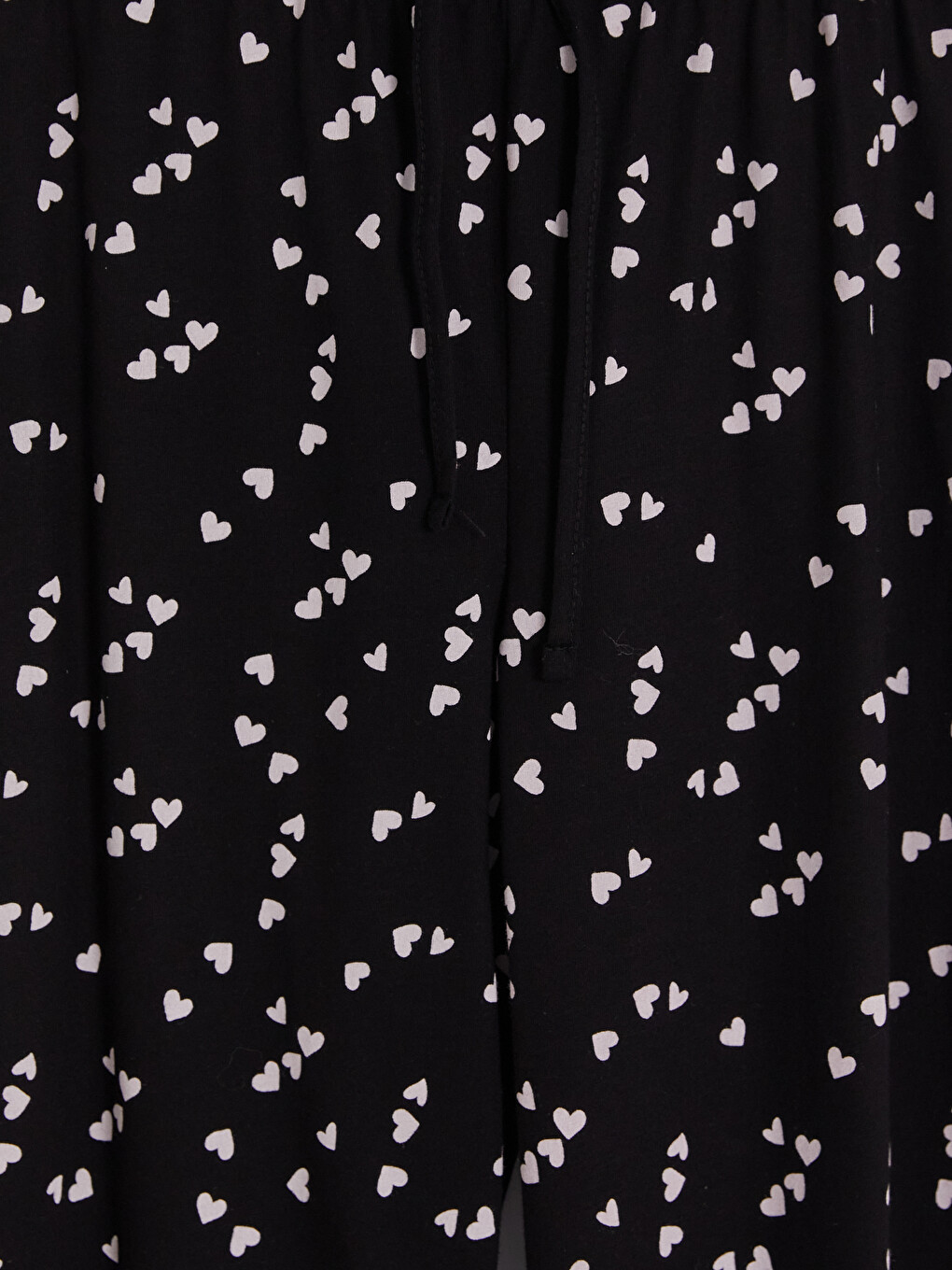 Siyah Gömlek Yaka Kalp Baskılı Hamile Pijama Takımı-9