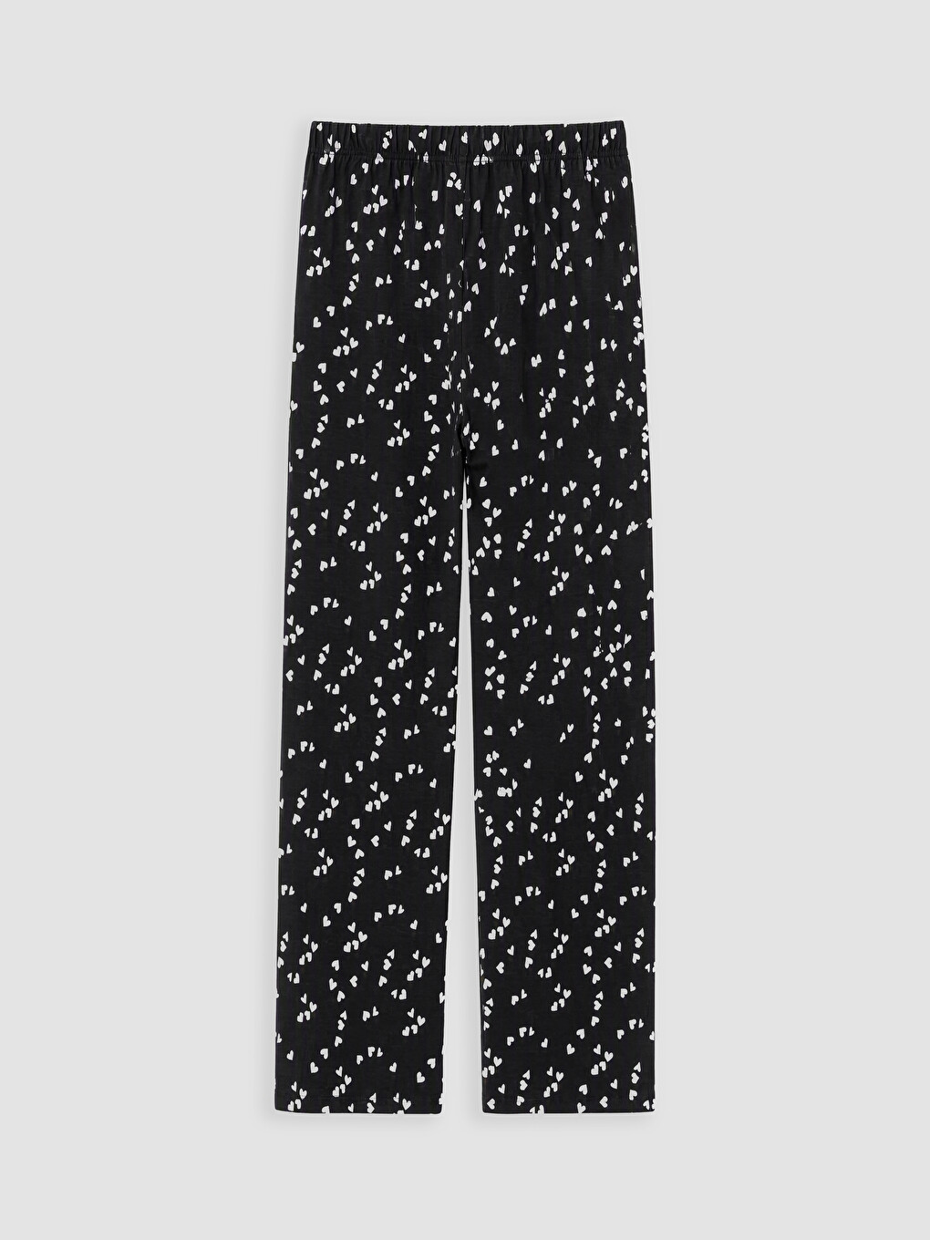 Siyah Gömlek Yaka Kalp Baskılı Hamile Pijama Takımı-10