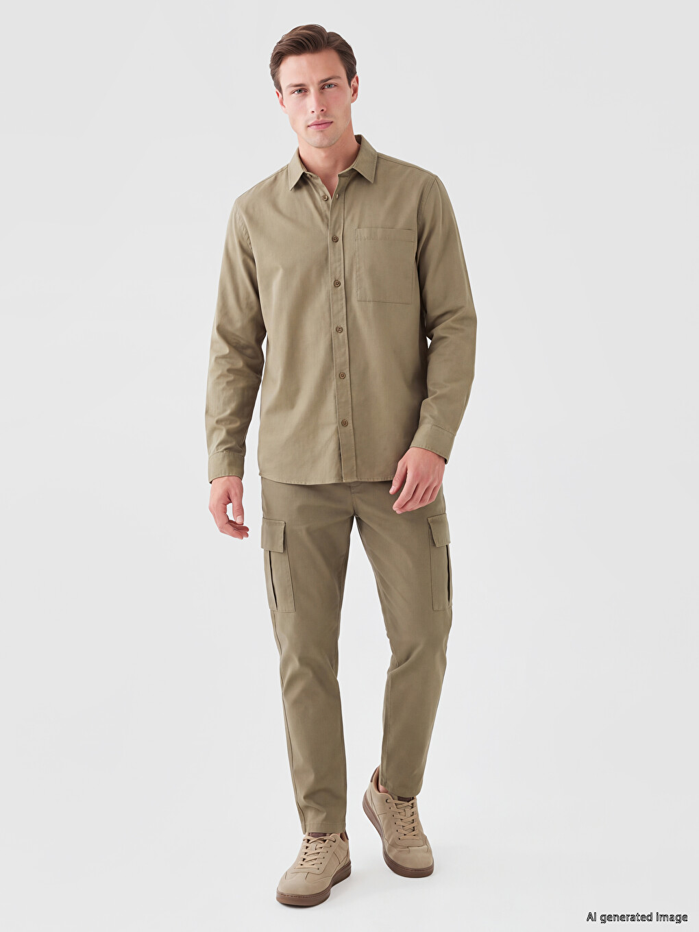 Haki Relax Fit Erkek Kargo Pantolon