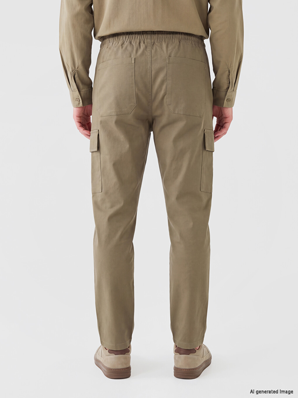 Haki Relax Fit Erkek Kargo Pantolon-3