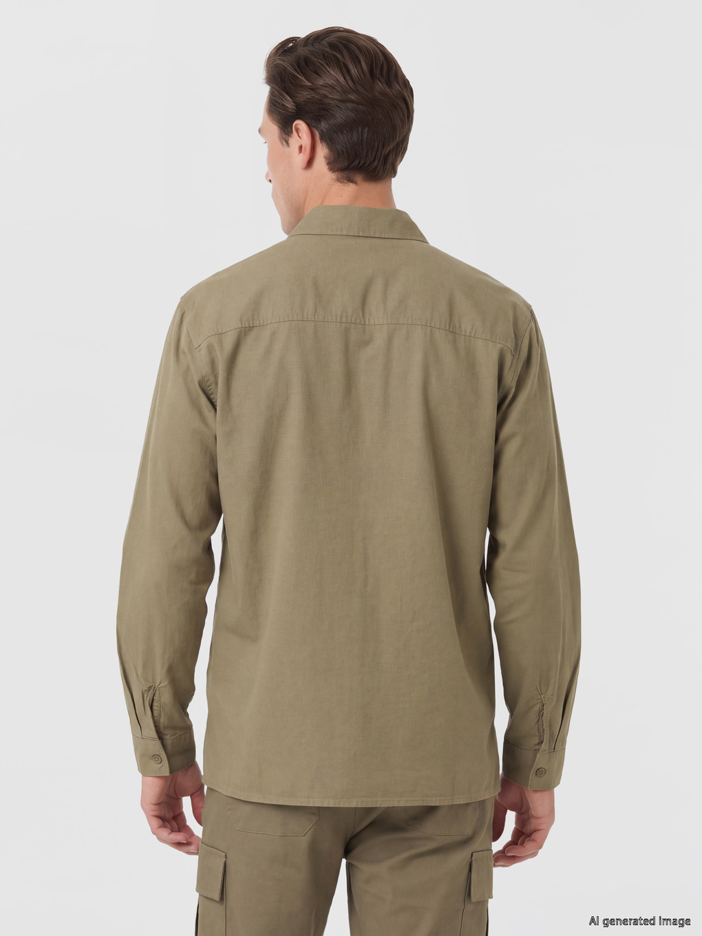 Yeşil Standart Kalıp Gabardin Erkek Gömlek-3