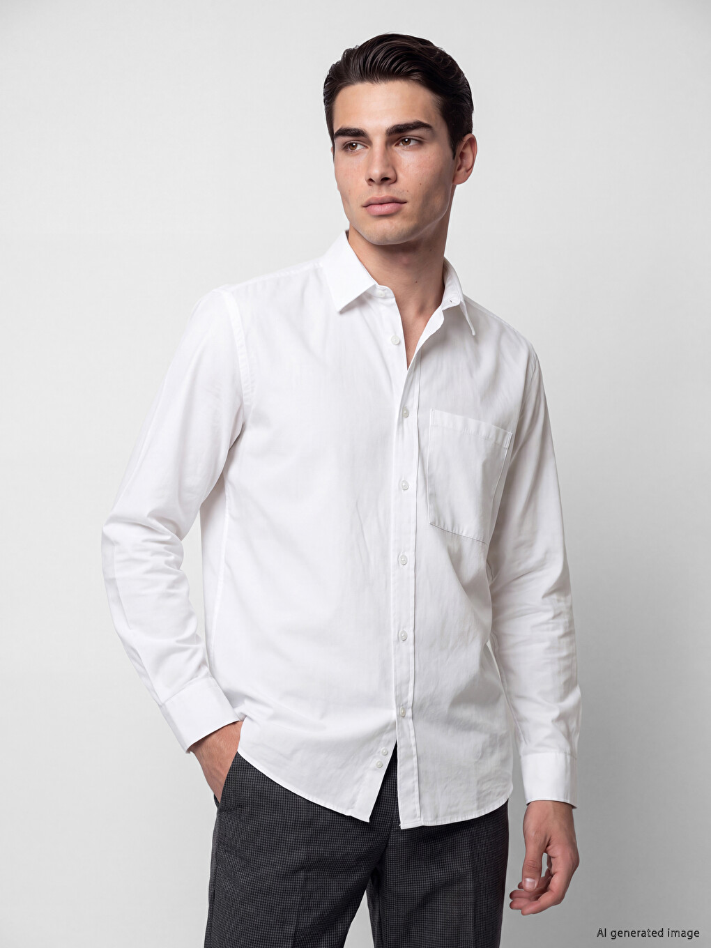 Beyaz Regular Fit Gabardin Erkek Gömlek