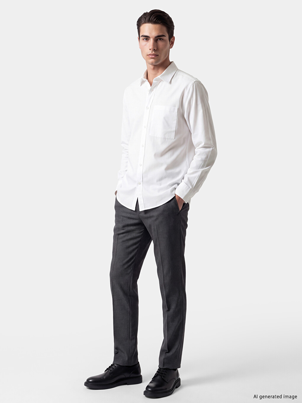 Beyaz Regular Fit Gabardin Erkek Gömlek-1