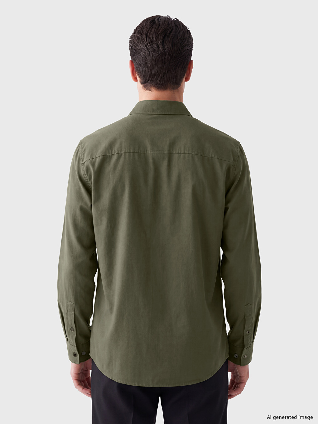 Haki Regular Fit Oxford Erkek Gömlek-1
