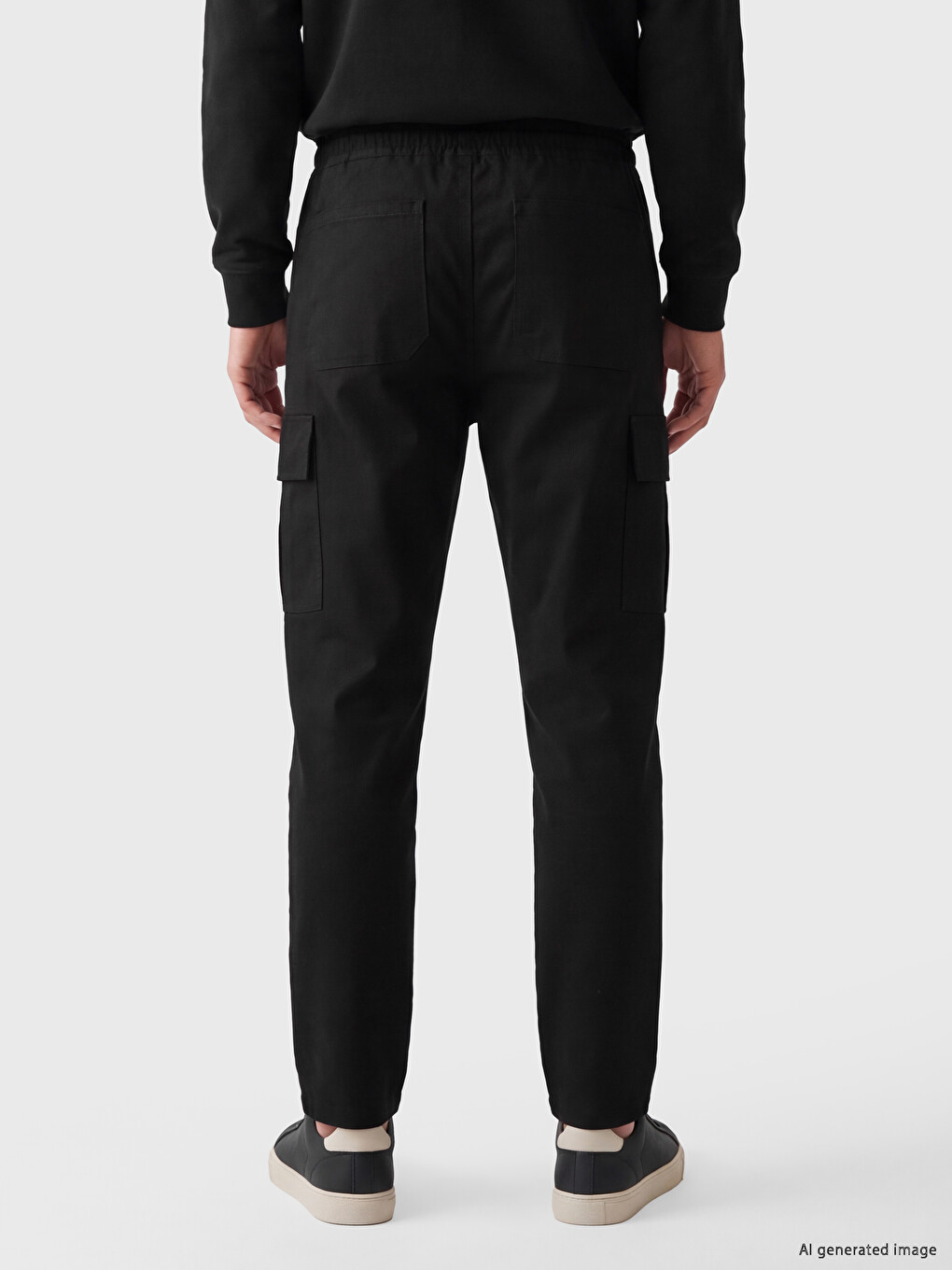Siyah Relax Fit Erkek Kargo Pantolon-2