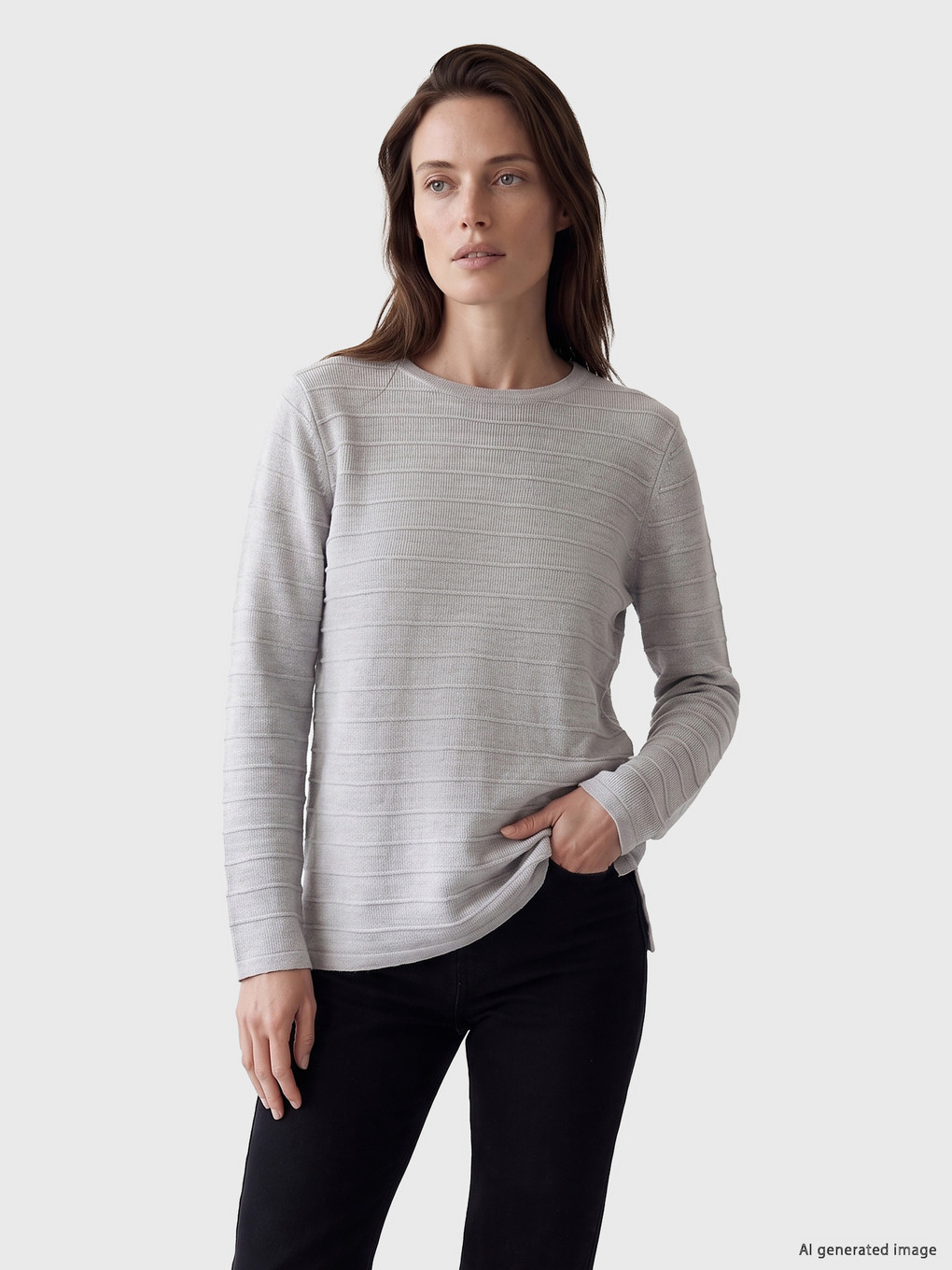 Crew Neck Striped Knitwear Sweater