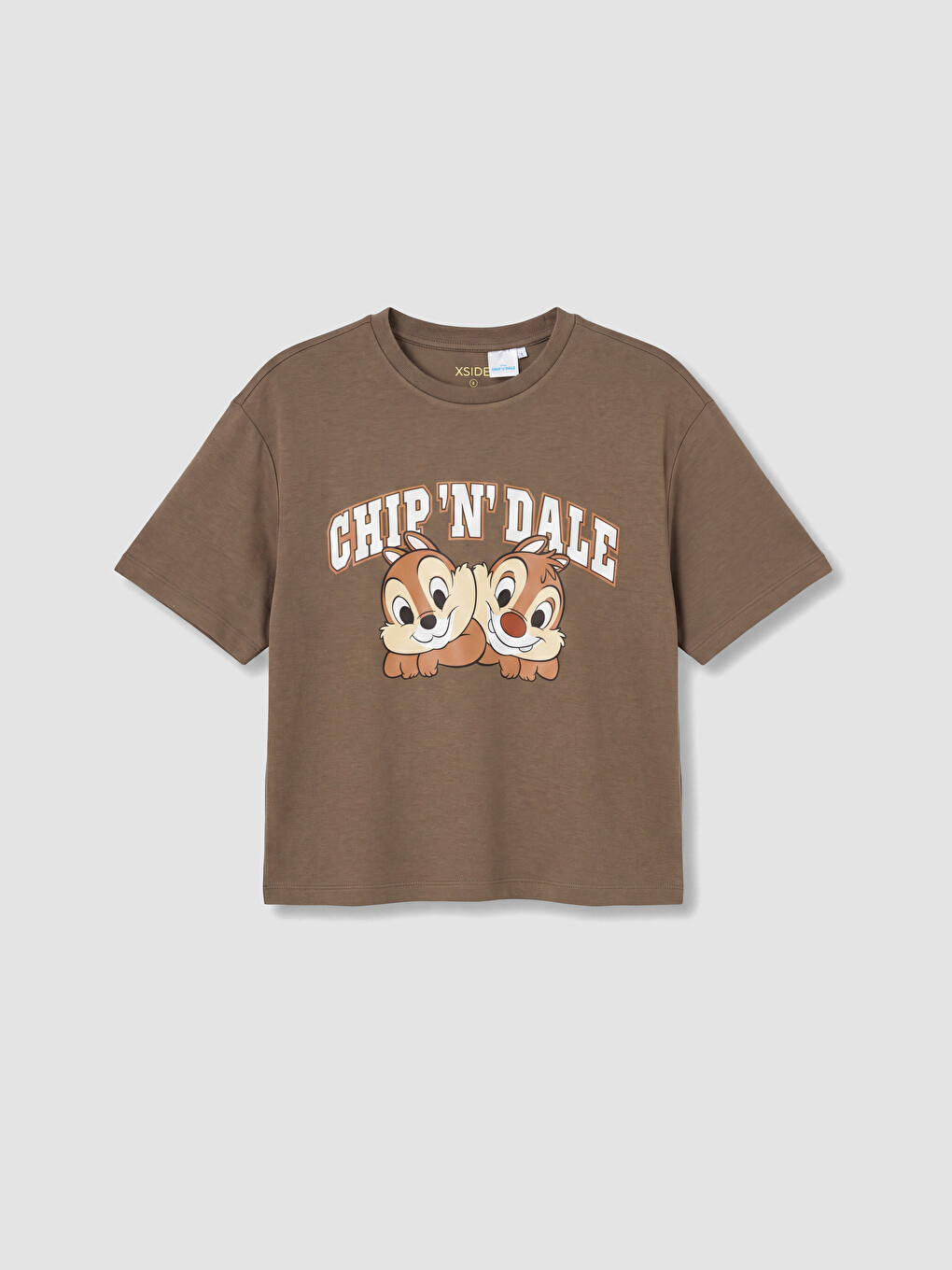 Kahverengi Chip 'n' Dale Baskılı Soft Touch Kadın Tişört