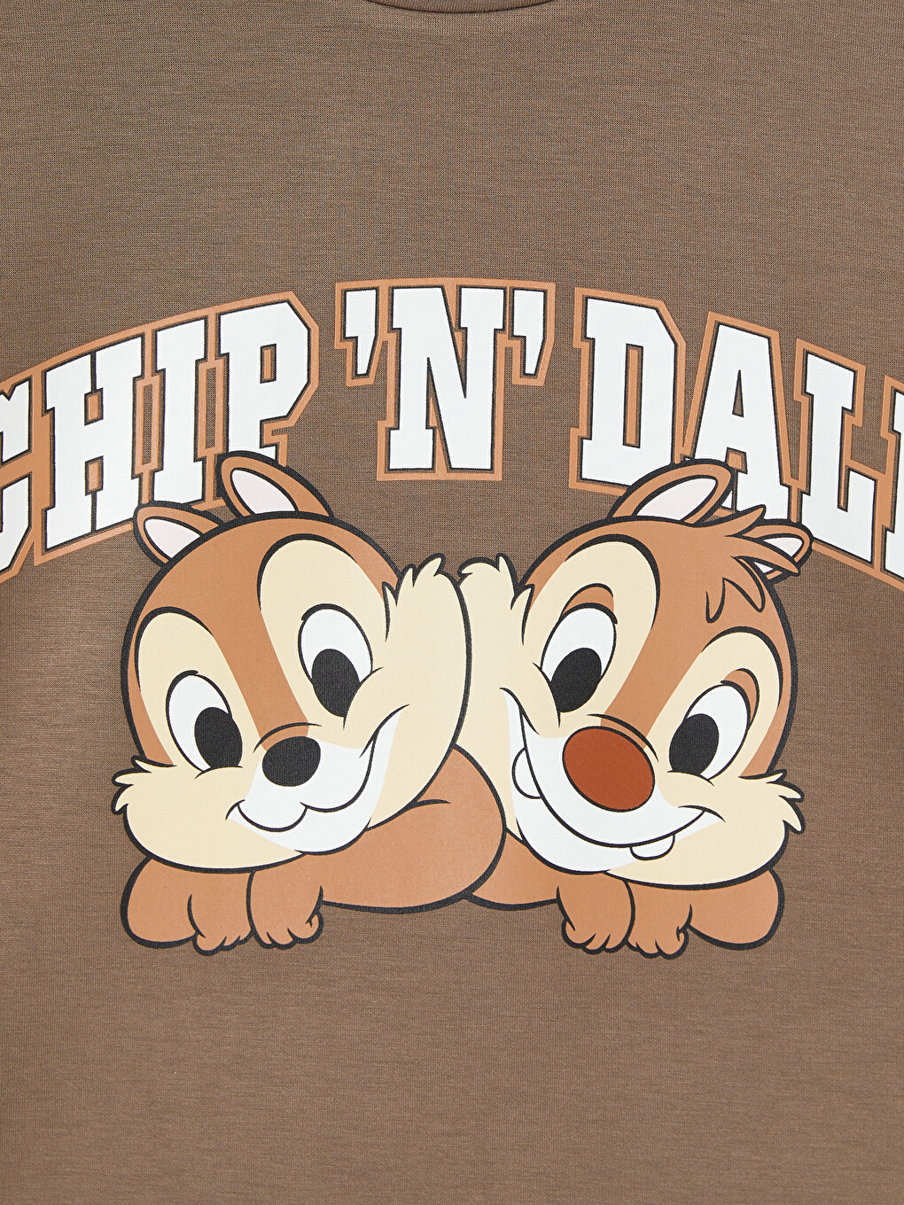 Kahverengi Chip 'n' Dale Baskılı Soft Touch Kadın Tişört-1