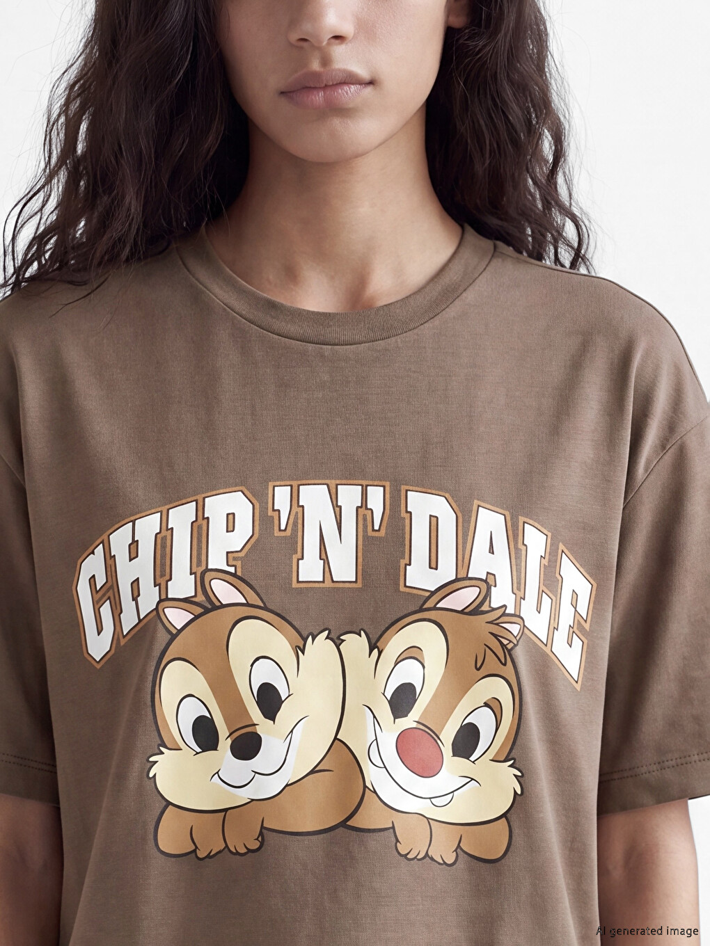 Bluzë E Stampuar Chip Dhe Dale Me Prekje Të Butë Për Gra-2